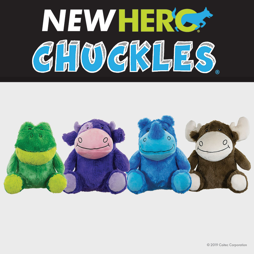 Durable Stuffed Animal with 3-in-1 Squeaker Hero Chuckles Frog Plush Dog Toy