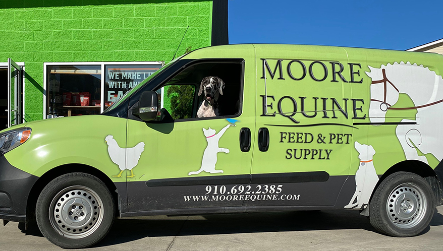 Moore Equine Feed & Pet Supply delivery vehicle