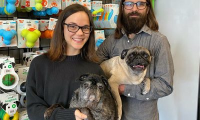 Elizabeth and Quincy Zigmund, and with their pugs, Murphie & Otis