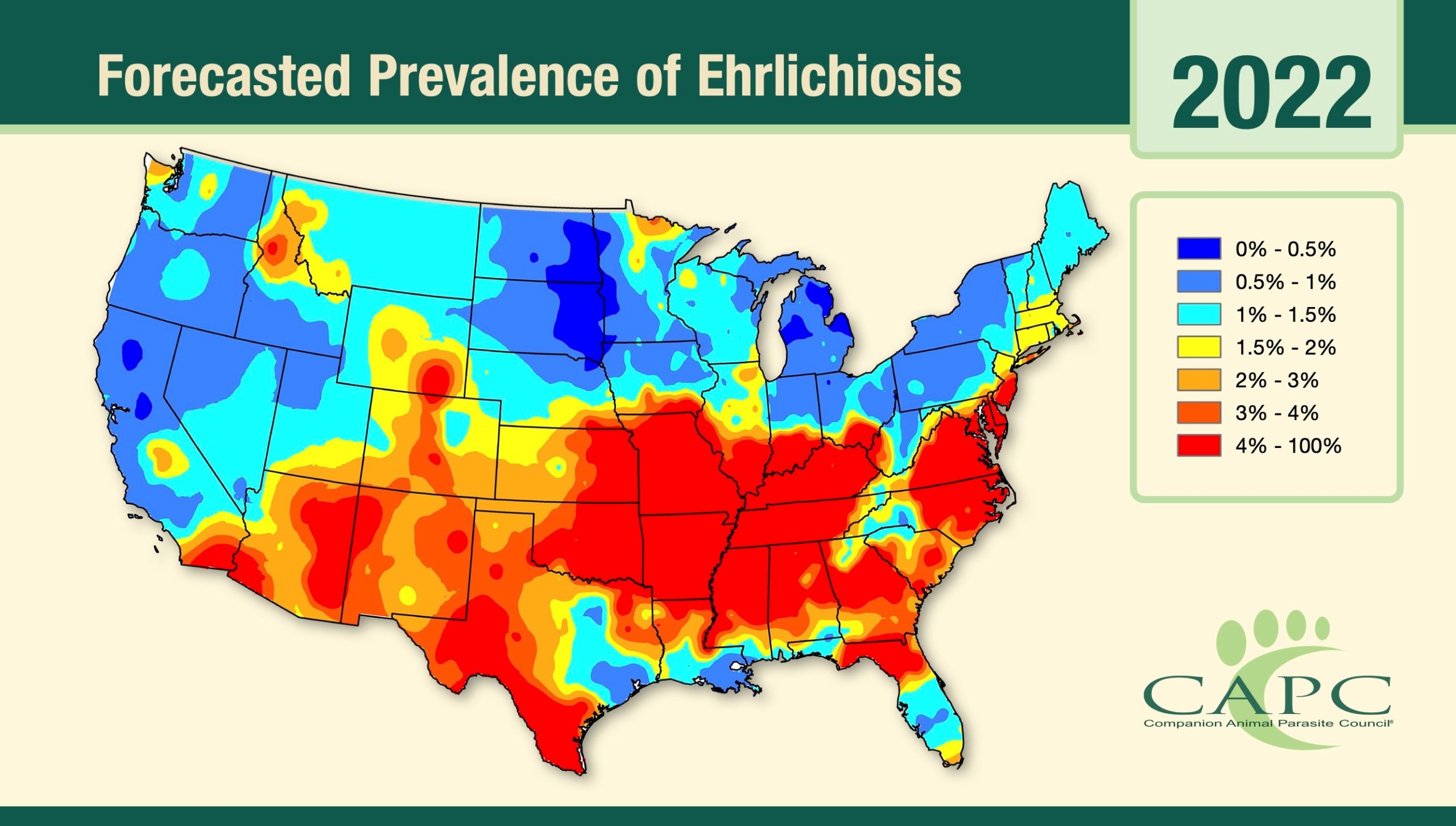 Ehrlichiosis Parasite Forecast Map