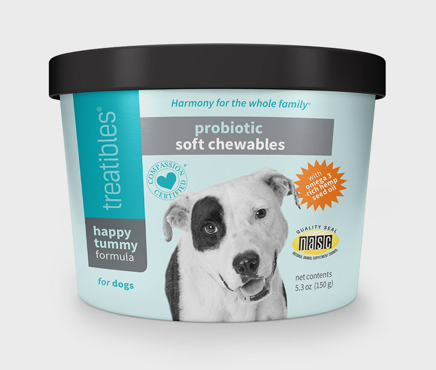 TREATIBLES Happy Tummy Probiotic Soft Chewables For Dogs 