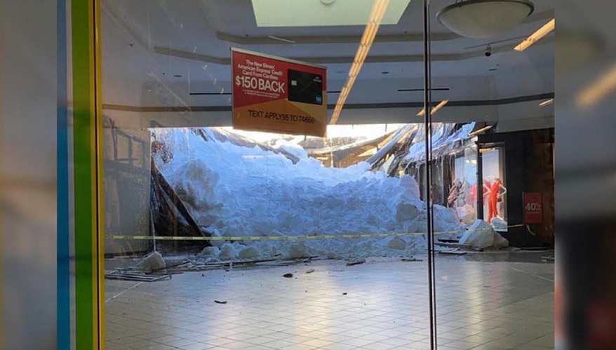 Miller Hill Mall is temporarily closed after a snow-covered section of its roof collapsed. Photo: Twitter, @danjmcnamara