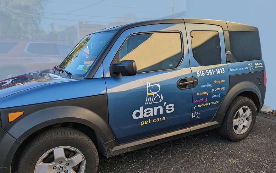 Dan’s Pet Care pays, and pays for, team members to wrap their personal vehicles.